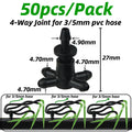 50pcs 1/8'' Barbed 3-Way Tee Connector for 3/5mm Micro Drip Irrigation Tubing Hose Couplings Watering Pipe Garden Tools