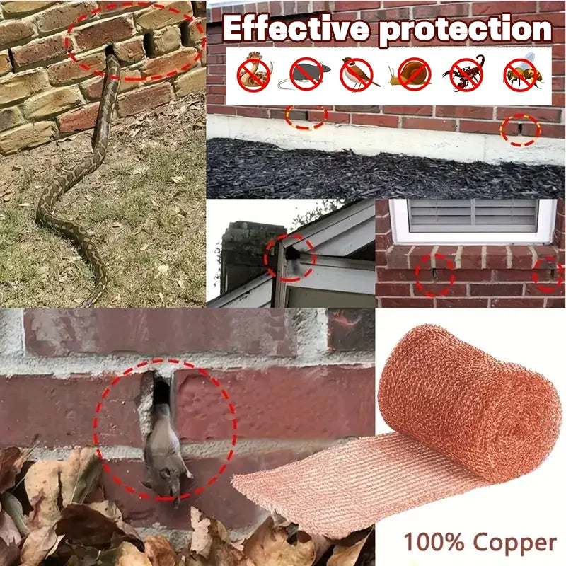 Copper Mesh Roll for Sealing Gaps, 12.7 cm Wide, 1–15 m