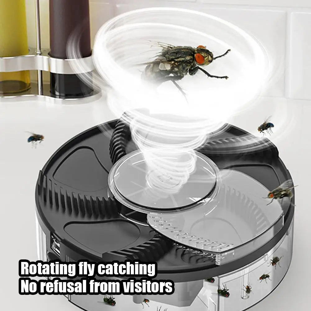 Automatic Rotating Fly Trap Electric Indoor Pest Catcher Transparent Removable Bait Box Device for Gnat Control Home Patios Tool