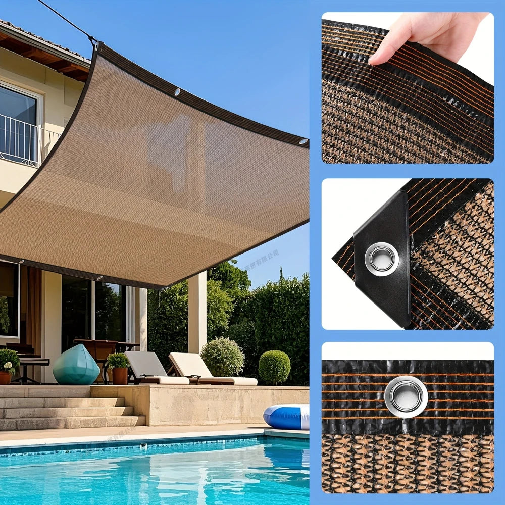 HDPE Shade Cloth with Grommets, About 90% Shade, Brown