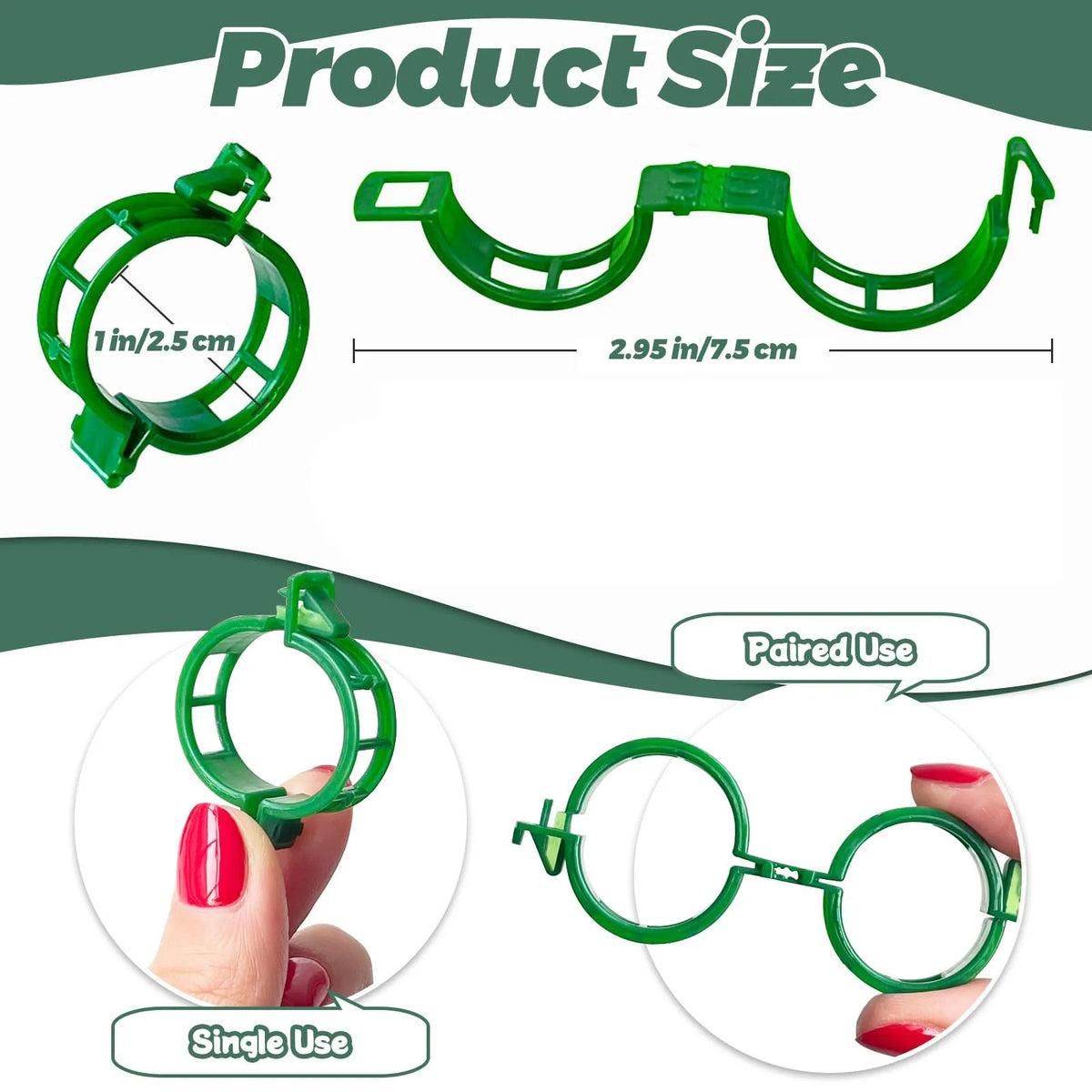 Plastic Plant Support Clips for Tomatoes and Vines, 100 or 300 Pack