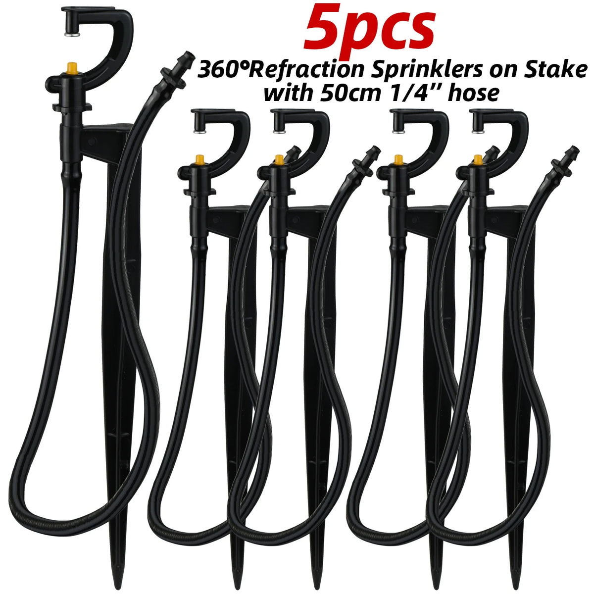 KESLA 5pc 360° Rotating Micro Watering Irrigation Sprinkler Sprayer on 20cm Stake 1/4" Barb Connector Lawn Farm Greenhouse Plant