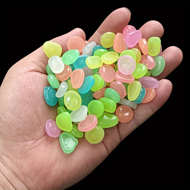 Glow-in-the-Dark Decorative Pebbles, 100 or 500 Pack
