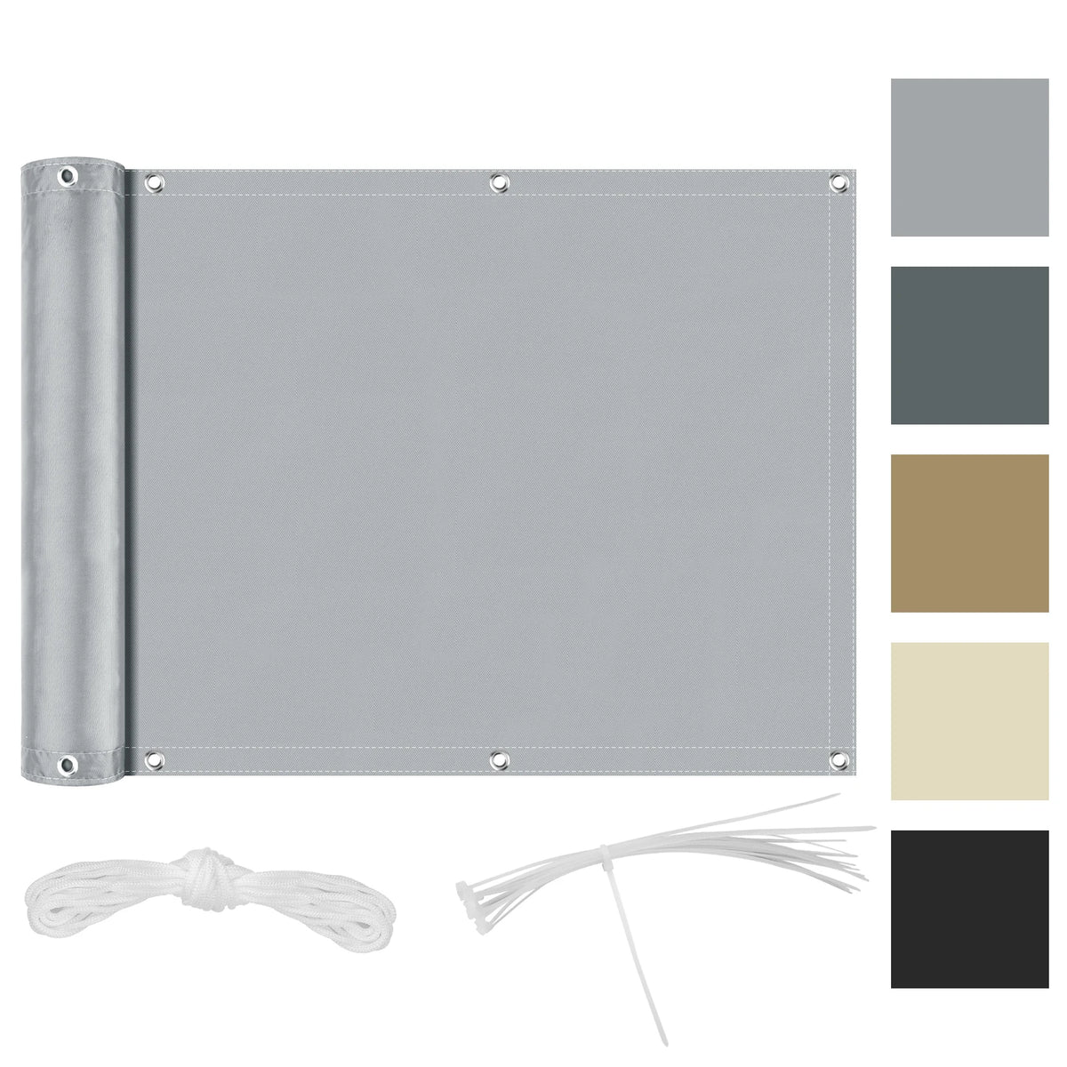 Balcony Privacy Screen, Polyester Oxford Fabric, 75–90 cm High