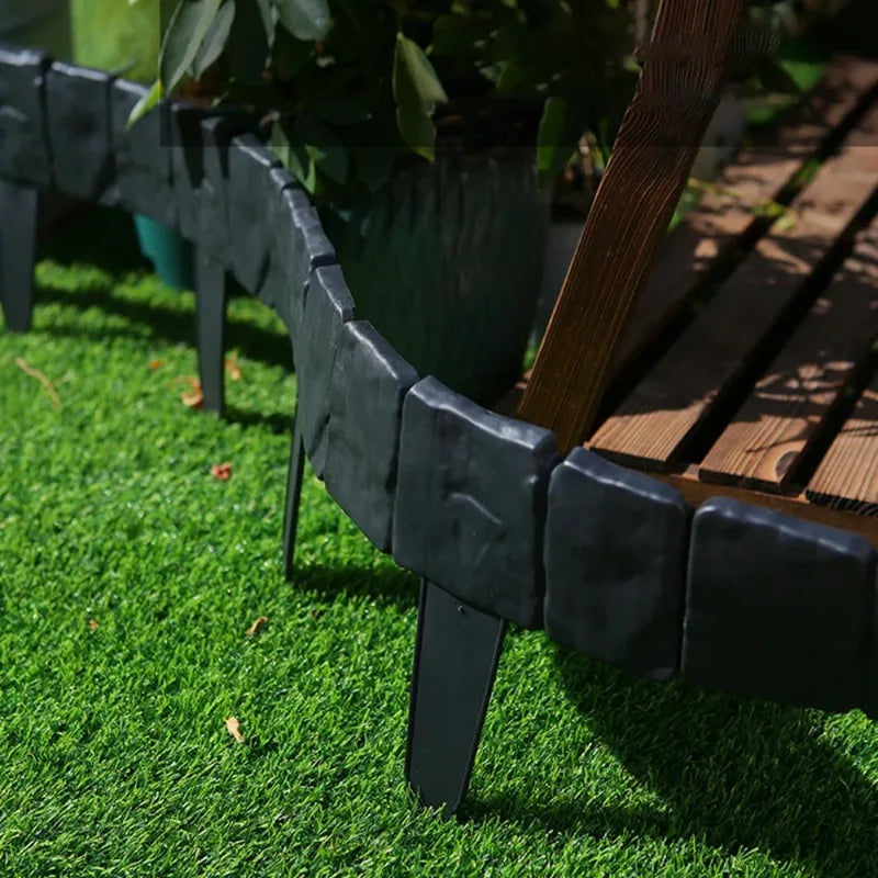 10pcs Imitation Stone Garden Fence Plant Support Stakes Outdoor Edging Decorative Border for DIY Lawn Yard Landscape