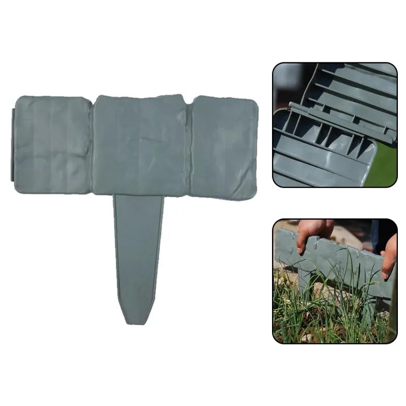10pcs Imitation Stone Garden Fence Plant Support Stakes Outdoor Edging Decorative Border for DIY Lawn Yard Landscape