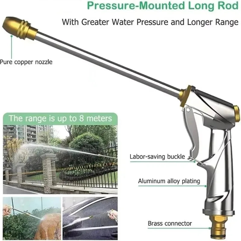 Garden Sprayer Heavy Duty Brass High Pressure Water Hose Nozzle Adjustable Spray Gun For Watering Plant