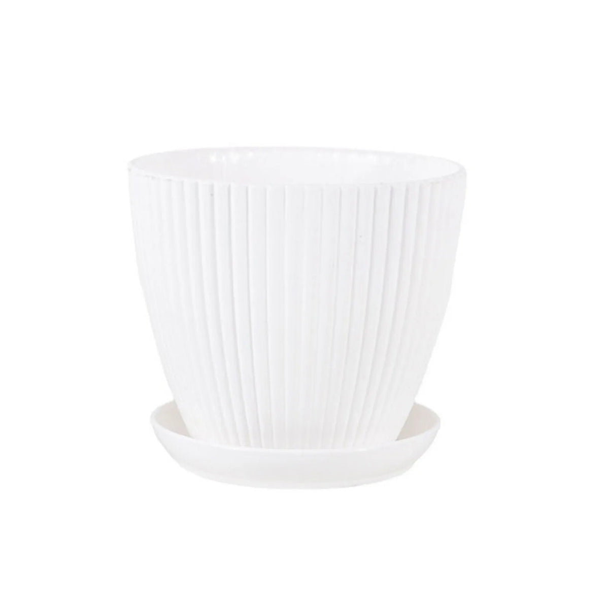 Round Plant Pot with Drainage Tray, 5 Sizes, 4 Colors