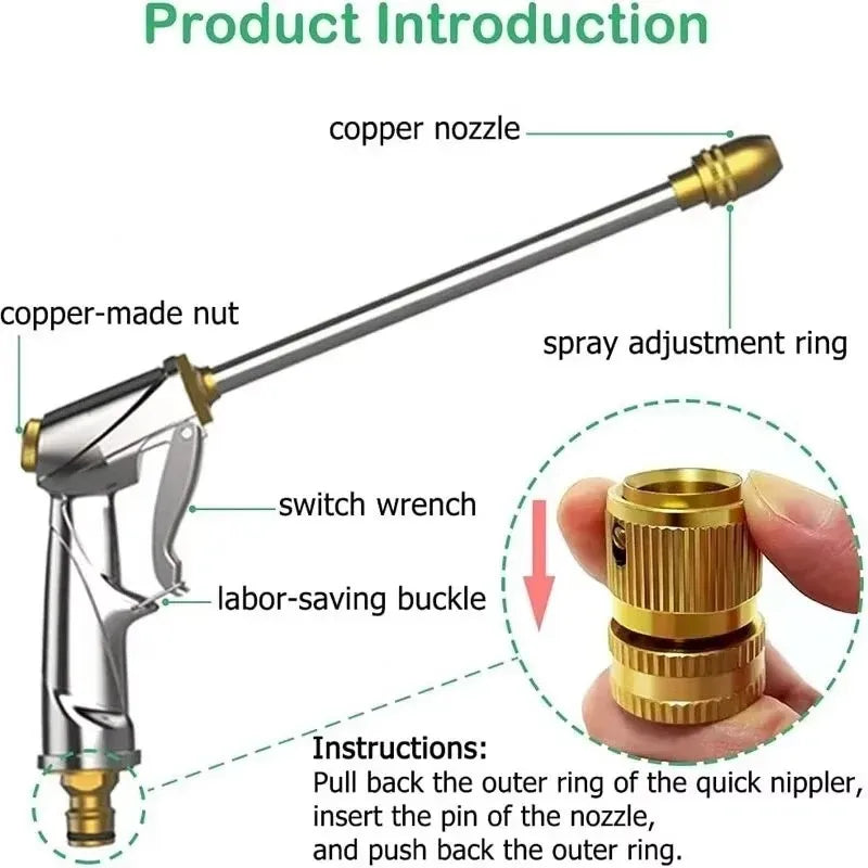 Garden Sprayer Heavy Duty Brass High Pressure Water Hose Nozzle Adjustable Spray Gun For Watering Plant