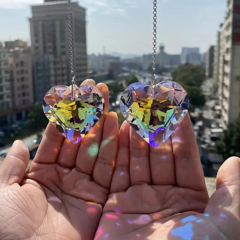 2pcs Crystal Sun Catcher Prism, Hanging Sun Catcher with Glass Prism, Rainbow Maker for Window, Balcony, Kitchen, Garden Decorat