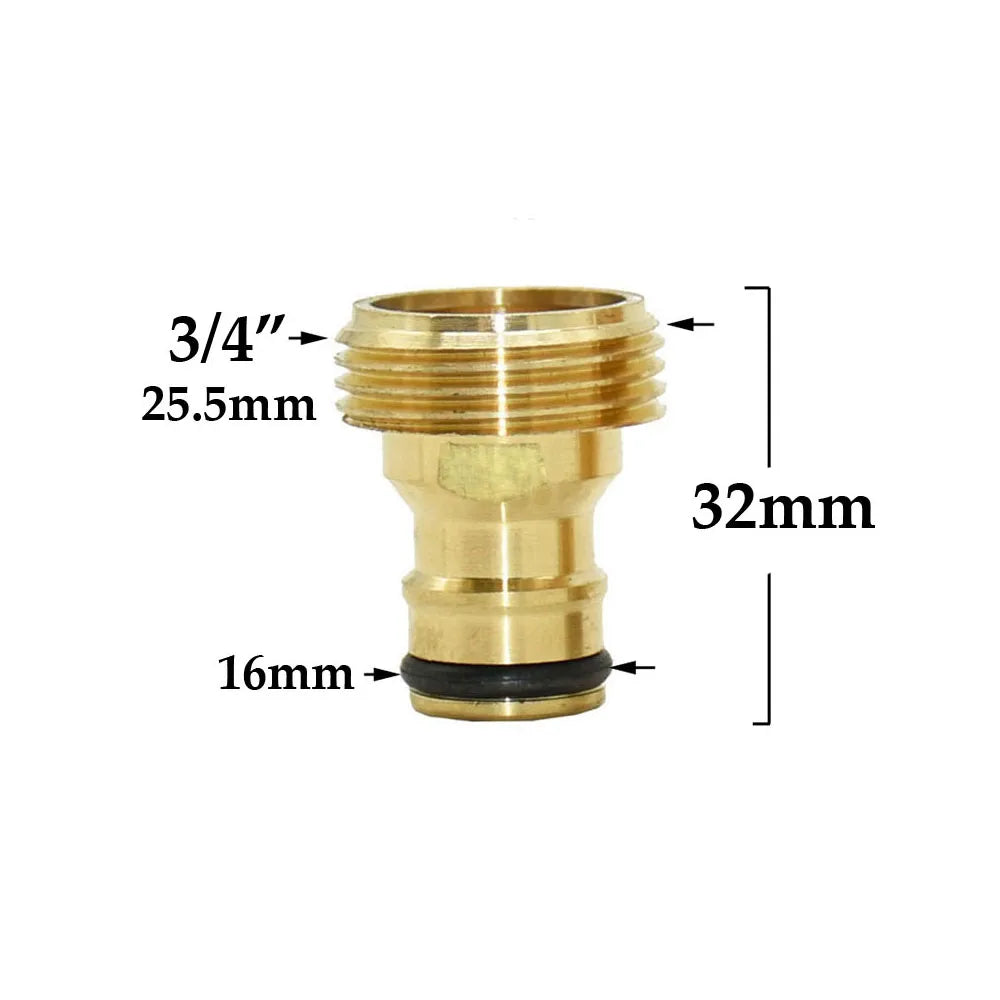 1/2'' 5/8" 3/4'' 1'' Brass Hose Quick Connector Water Stop Fitting Copper Thread Tap Coupling Garden Watering Gun Adapter