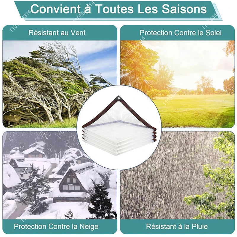 Clear PE Waterproof Tarpaulin Thick Transparent Plastic Sheet Reinforced Edge Outdoor Patio Sunroom Rain Dust Cover