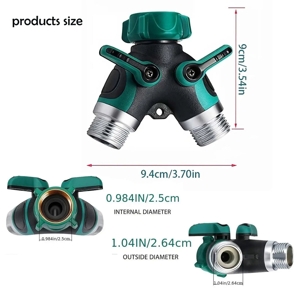 Y Hose Splitter for Outdoor Faucets, 3/4 in, US or EU Thread