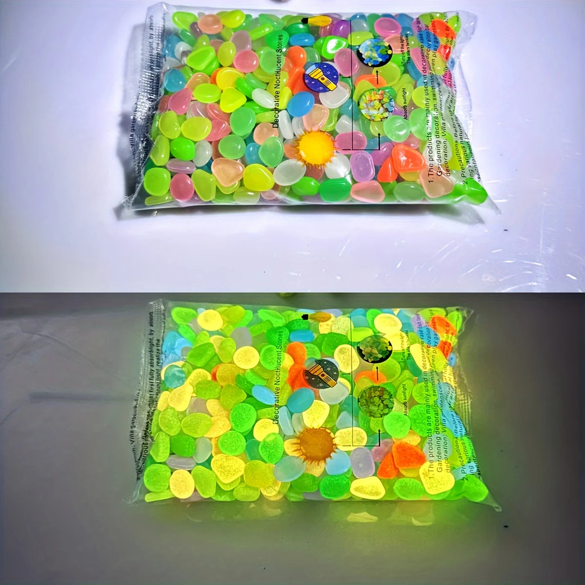 100/500pcs Glow In The Dark Pebbles, Resin Luminous Stones For Landscape, Garden Paths, Potted Plants, Parks, Aquarium Decor,