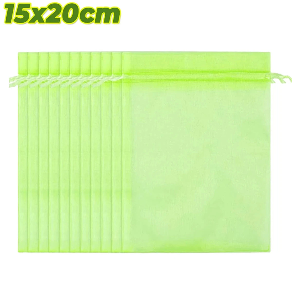 200Pcs Reusable Fruit Protection Net Bags Drawstring Green Gardening Pest Barrier Cover for Trees Vegetables Grapes Strawberries