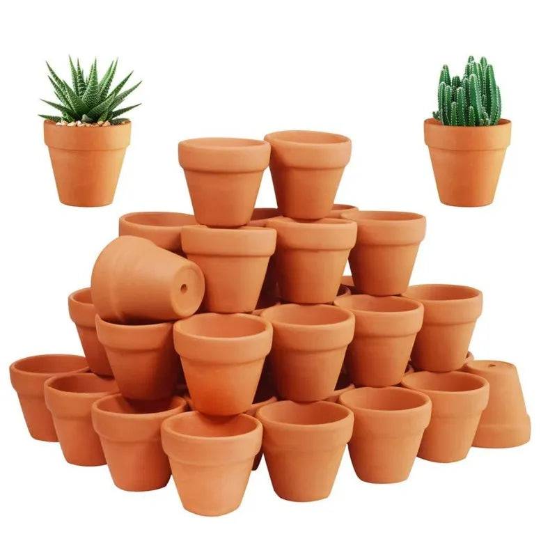 Mini Terracotta Pots with Drainage Hole, 1.3 in, 50 Pack
