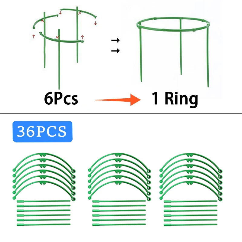 Plant Support Stakes Semicircle Trellis for Potted Plants Bonsai Vine Flower Support Fixed Rod Clips Gardening Tools 6-36Pcs