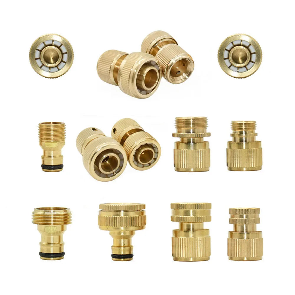 Brass 16mm Nipple Quick Connector 1/2'' 3/4'' 1'' Thread Hose Quick Connector Car Wash Garden Irrigation Water Gun Fitting
