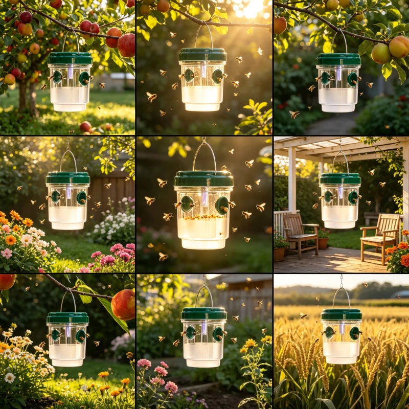 Clear Plastic Outdoor Insect Trap with Lid Fruit Fly Wasp Catcher Transparent Reusable Pest Control Tool for Home Garden Yard