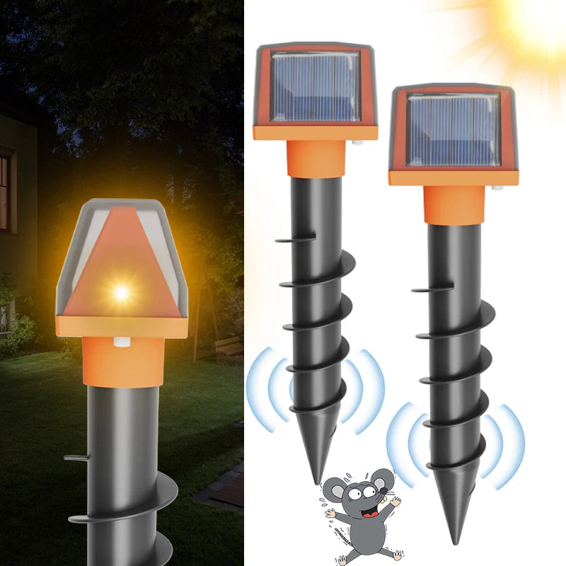 Outdoor IP66 Sound Wave Pulse Mouse Repellent Solar Powered Repel Underground Mole, Snake