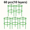 60pcs Stackable Plastic Plant Support Rings - 10-Tier Garden Stakes for Climbing Flowers, Vines, Vegetables | Durable Green