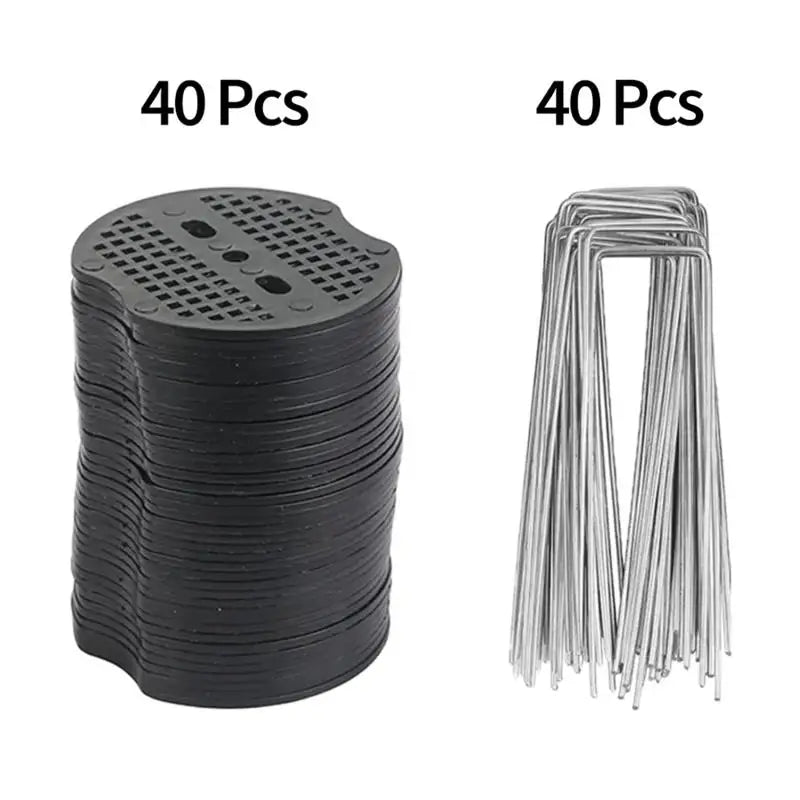 100-400Pcs U-shaped Ground Pegs with Buffer Washers Garden Pegs for Securing Weed Landscape Fabric Netting Garden Lawn Accessory