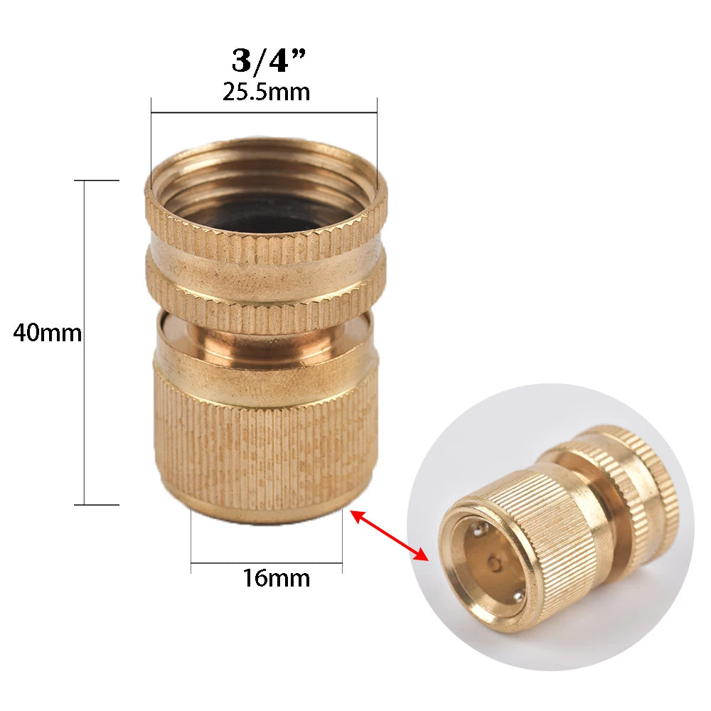 1/2 3/4"  Thread Quick Connector Brass Garden Watering Adapter Drip Irrigation Copper Hose Quick Connector Fittings 1 Pcs