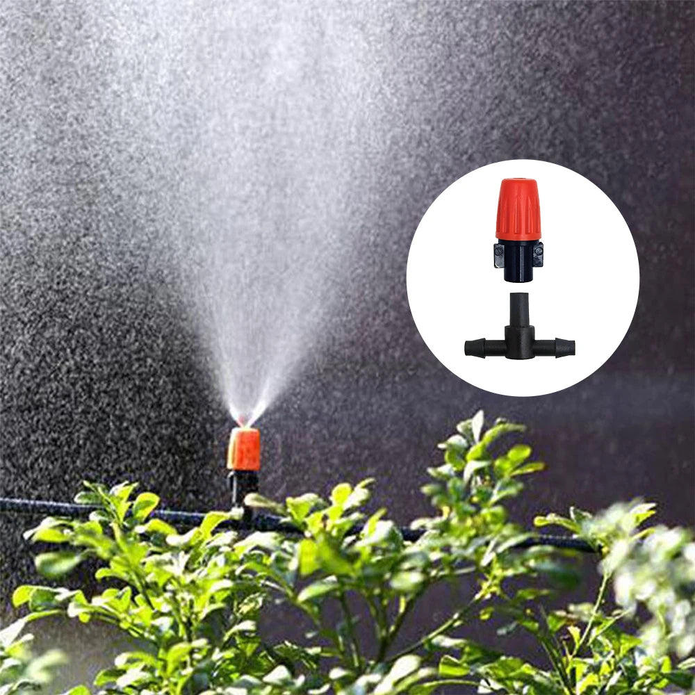 Fog Nozzles Irrigation Kit 5M-20M Garden Automatic Spray Misting Plant Watering System with 4/7 PE Hose and Connector