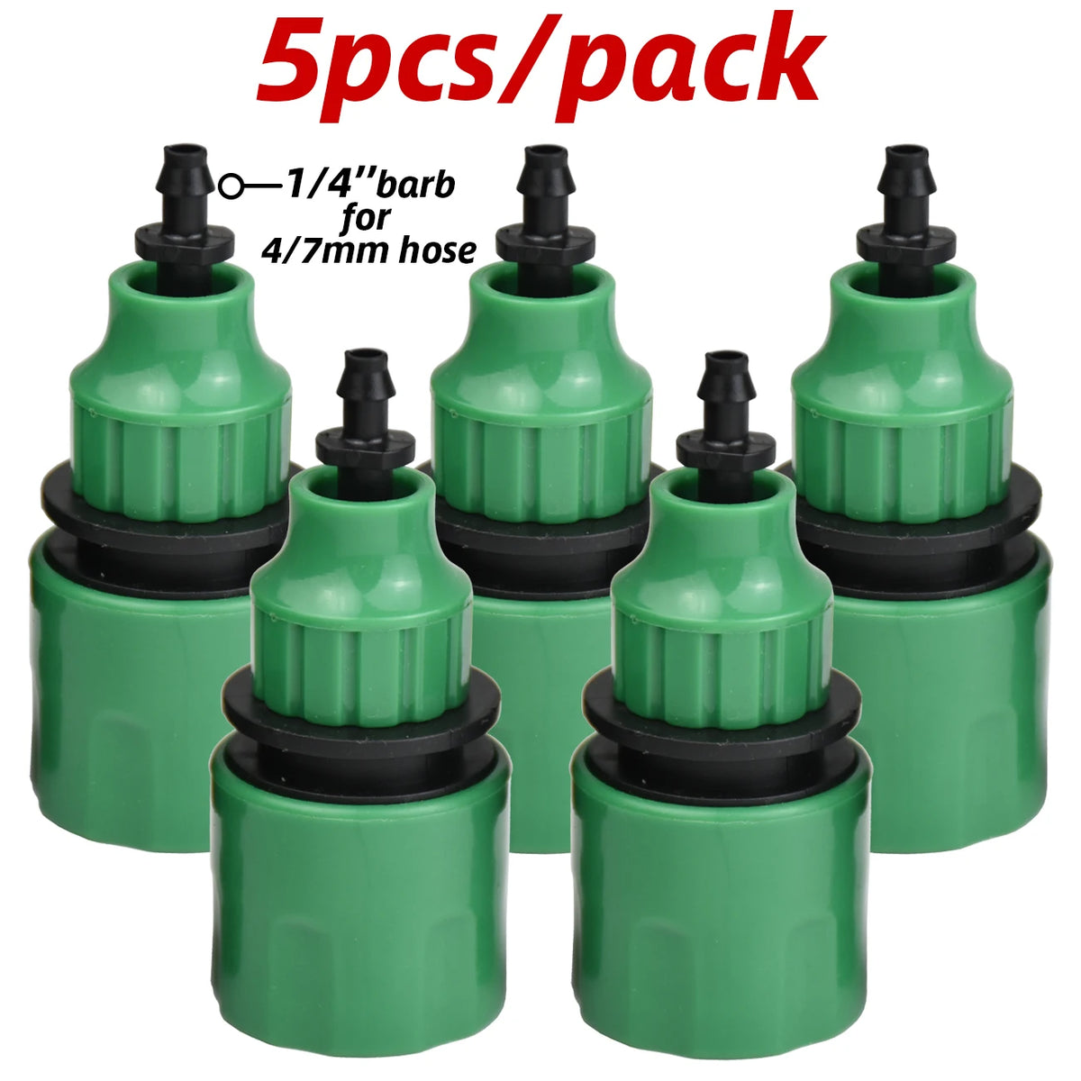5pcs 1/4'' Water Pipe Quick Connector 4/7mm Plastic Hose Pipe Connector for Garden Drip Irrigation System Watering Equipment