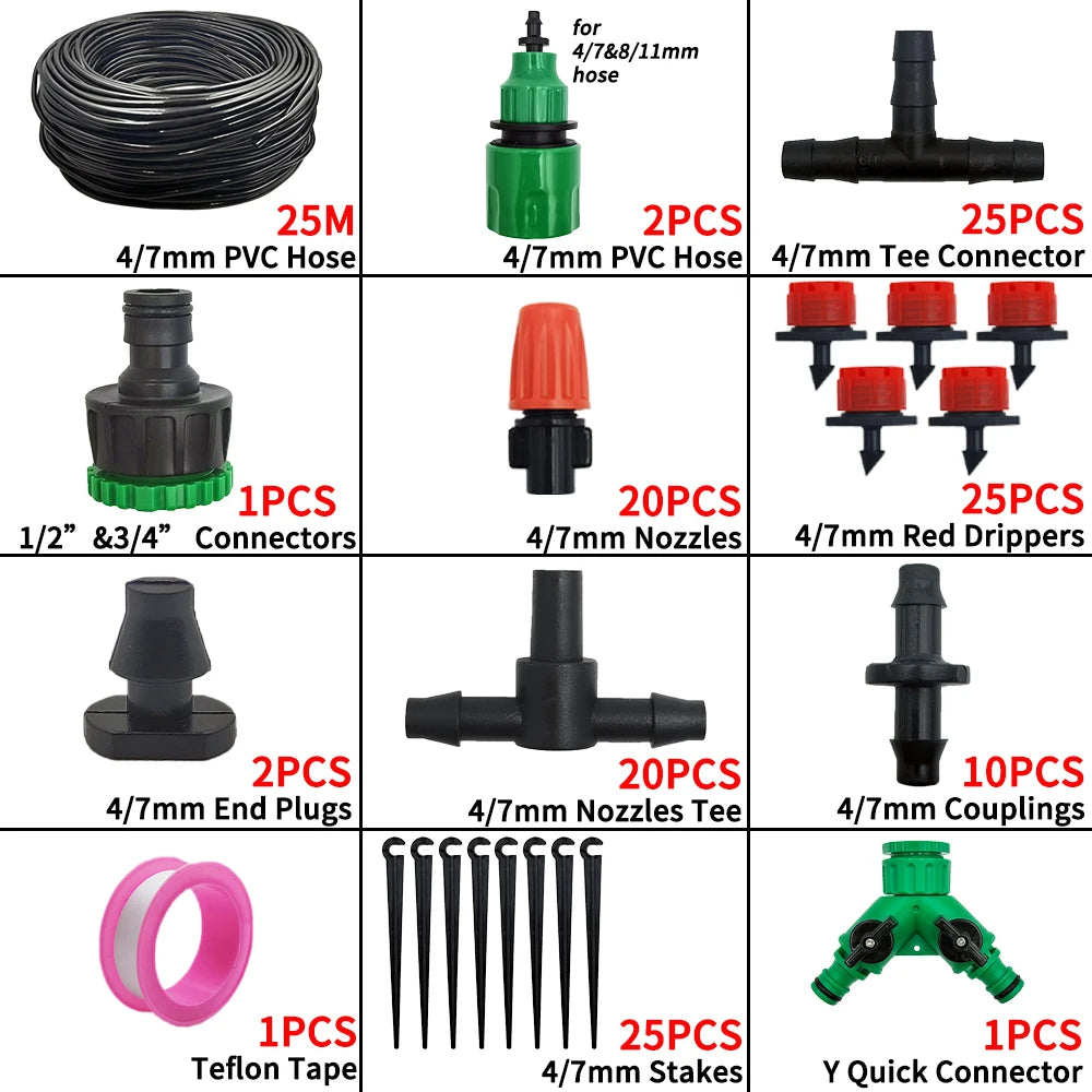 Irrigation System Garden Tools Drip Watering Kits Automatic Watering Hose With Adjustable Drippers, Convenient Installation, Saves Water