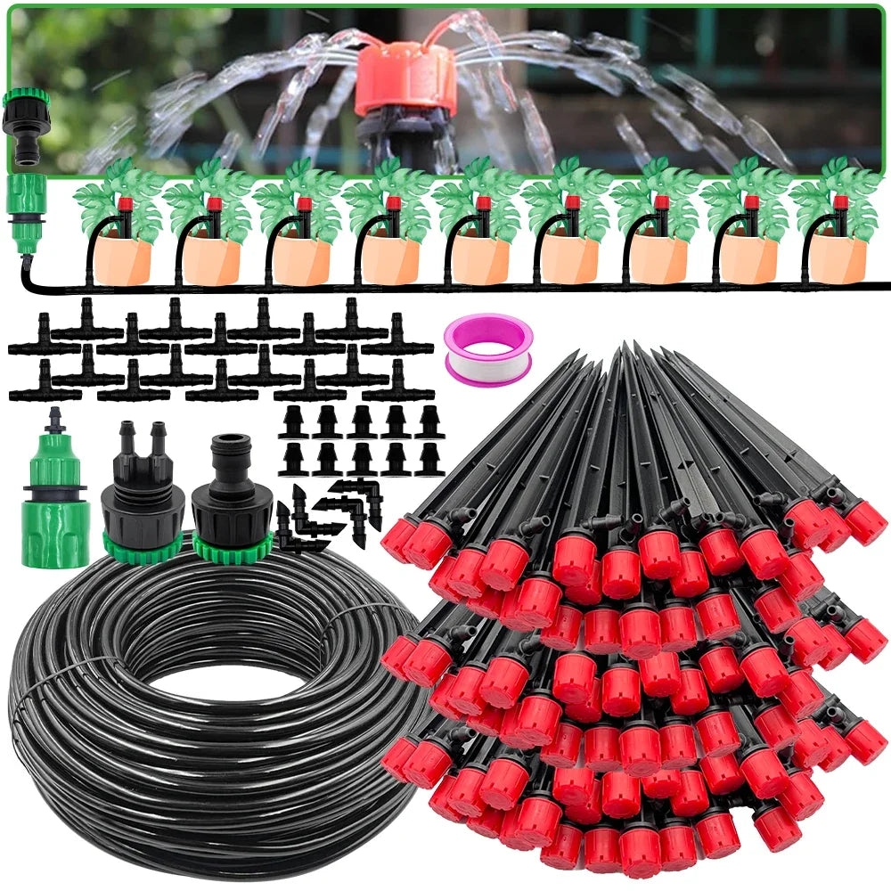 Garden Drip Irrigation Automatic Watering System Kit 1/4'' 13CM Sprinkler for Bonsai Pot Plant Flower Vegetable Greenhouse