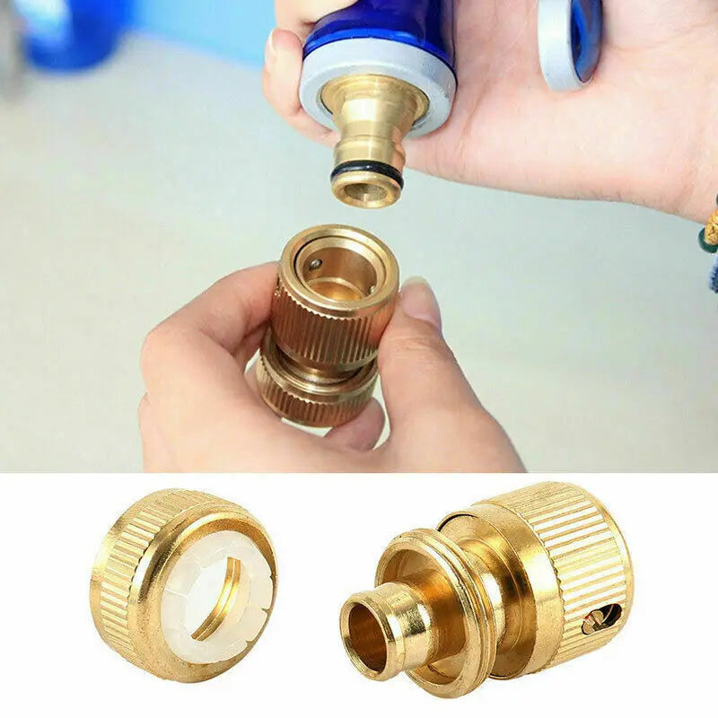 Brass-Coated Hose Adapter, 1/2" Quick Connect Swivel Connector Garden Hose Coupling Systems for Watering Irrigation