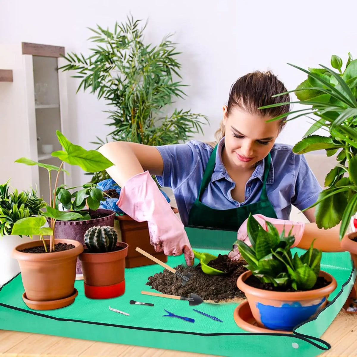 Waterproof Repotting Mat with Corner Locks, 50–100 cm