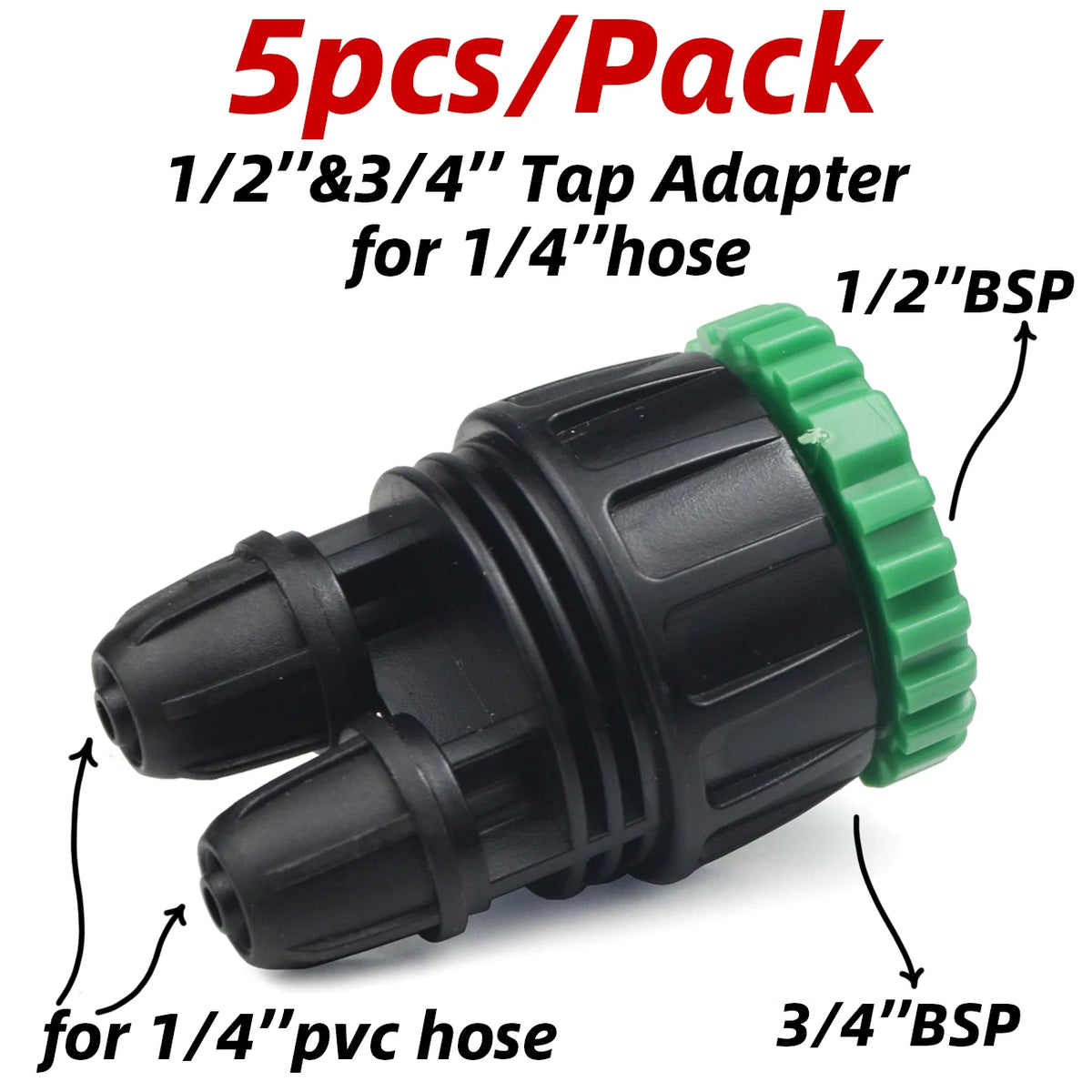 KESLA 5PCS 16mm 1/2'' PE Pipe Connector Splitter Tee Coupling Threaded Lock to 4/7mm 3/5mm Hose Garden Watering Drip Irrigation
