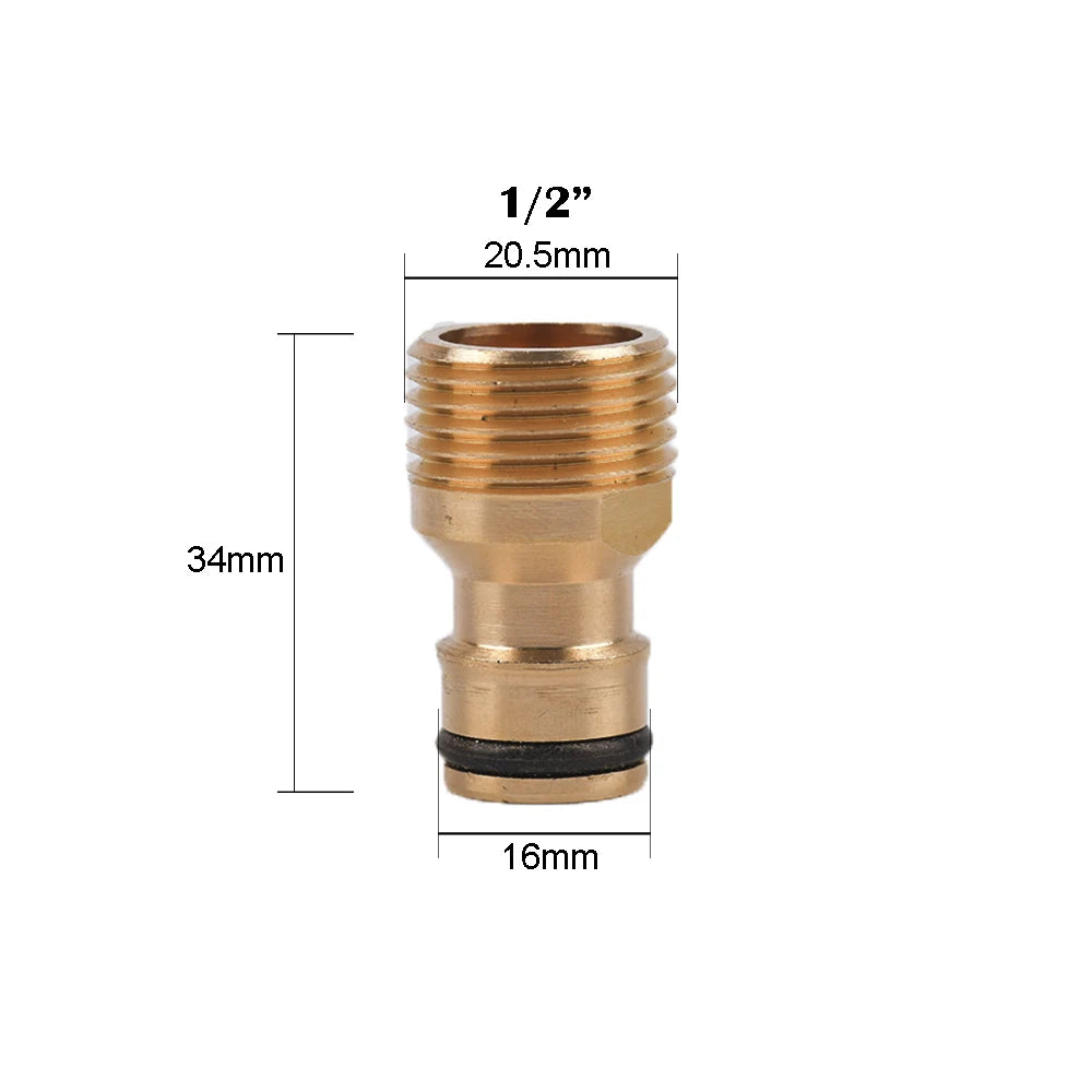 1/2 3/4"  Thread Quick Connector Brass Garden Watering Adapter Drip Irrigation Copper Hose Quick Connector Fittings 1 Pcs