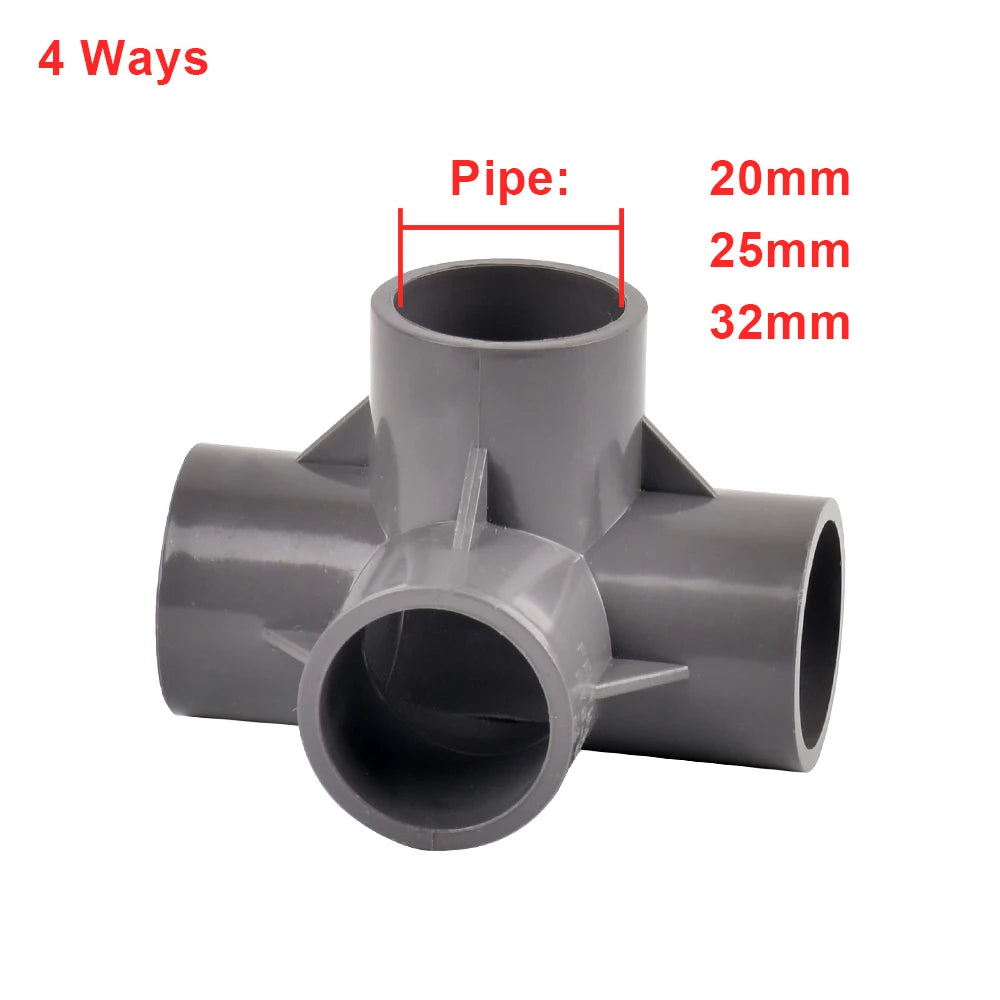 Inside Diameter 20/25/32mm 3-Way/4-Way/5-Way Three-Dimensional Pvc Connector Water Supply Pipe Fittings Equal Connectors