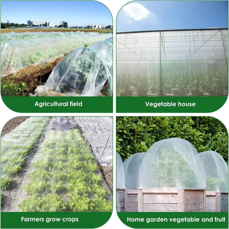 White 60-Mesh Insect Netting for Vegetables, 2 × 5 m or 3 × 10 m