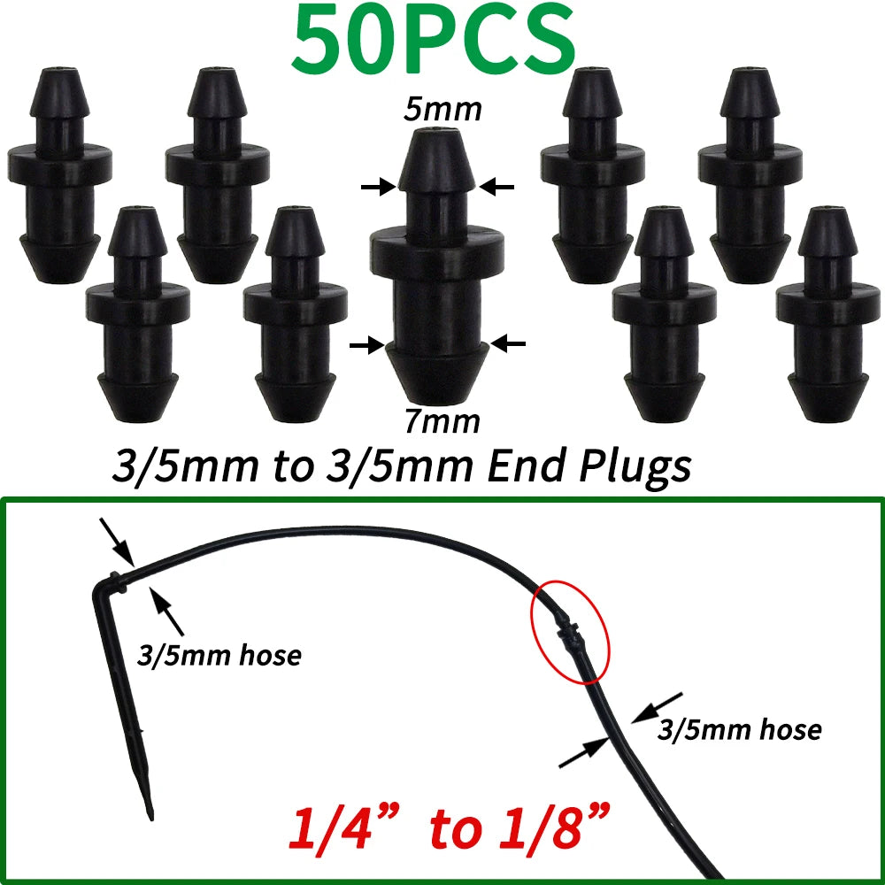50PCS Plastic Barbed 3-Way Tee Connector for 3/5mm Tubing Watering Pipe Hose Couplings Micro Drip Irrigation Garden Tools