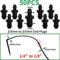 50PCS Plastic Barbed 3-Way Tee Connector for 3/5mm Tubing Watering Pipe Hose Couplings Micro Drip Irrigation Garden Tools