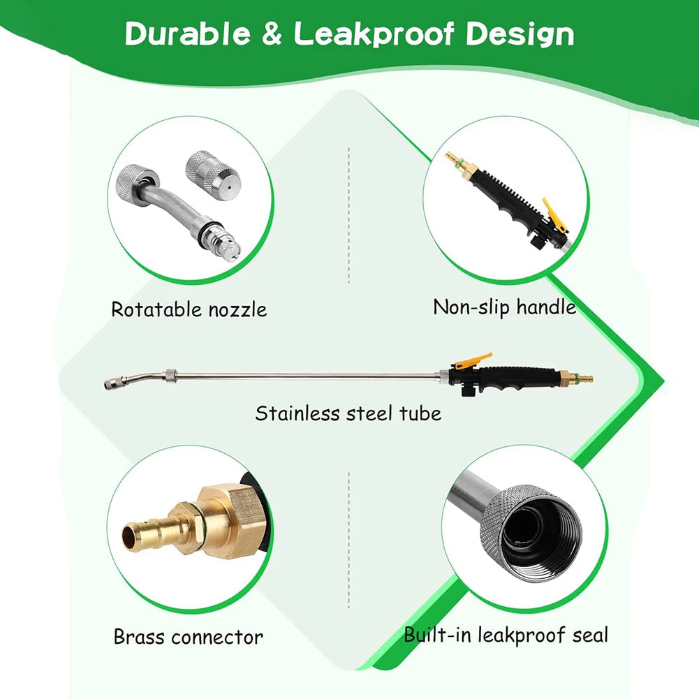73/30cm Stainless Steel Watering Wand Sprayer with 3/8" Brass Barb Connector - Durable Adjustable Lightweight Garden Hose Nozzle