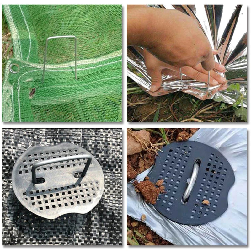 Galvanized Steel Landscape Staples with Plastic Pads, 10–100 Pack