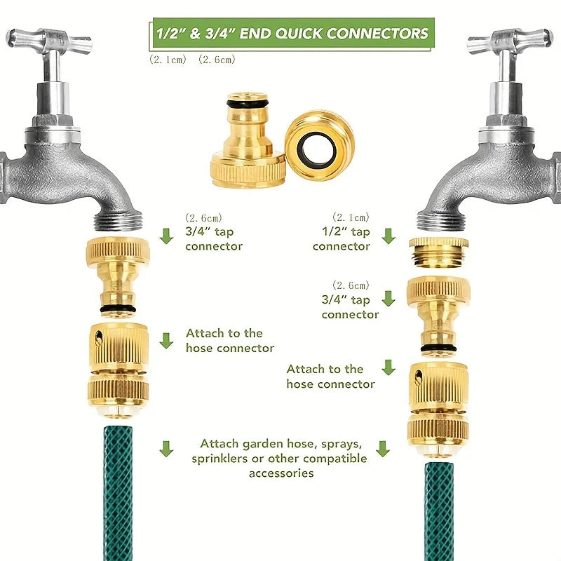 6/12pcs EU Standard Aluminum Hose Connector Set - 1/2'' & 3/4'' Tap Fitting + 1/2''(13-16mm) Quick Connect for Garden Pipes