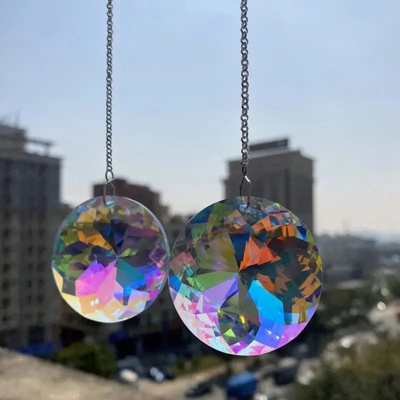 2pcs Crystal Sun Catcher Prism, Hanging Sun Catcher with Glass Prism, Rainbow Maker for Window, Balcony, Kitchen, Garden Decorat