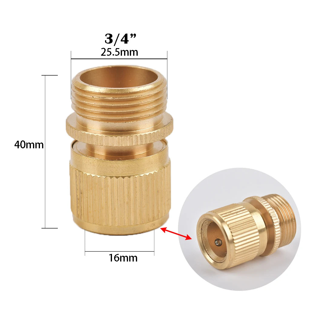 1/2 3/4"  Thread Quick Connector Brass Garden Watering Adapter Drip Irrigation Copper Hose Quick Connector Fittings 1 Pcs