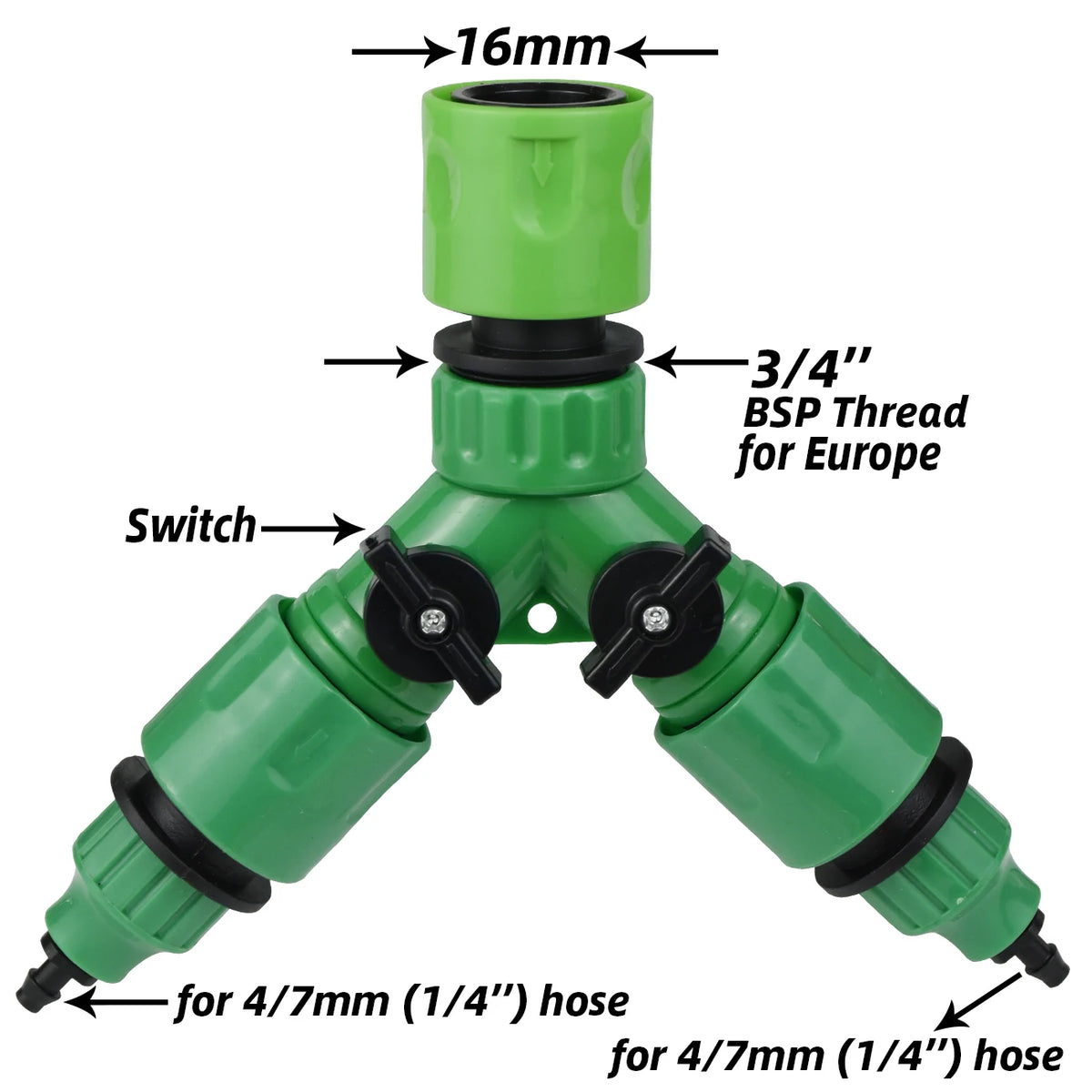 1pcs Drip Irrigation Tap Adapter 2-Way 4-Way Splitter for Garden 1/4'' Hose Automatic Watering System Kit Bonsai Pot Plant