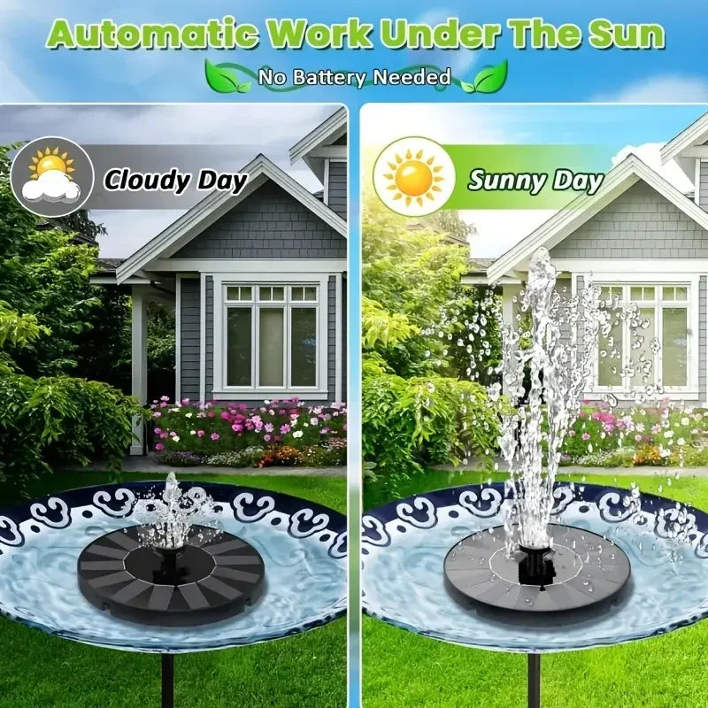 Floating Solar Fountain Pump for Bird Baths, 13, 16 or 18 cm