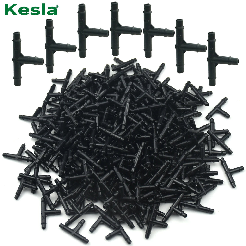 50pcs 1/8'' Barbed 3-Way Tee Connector for 3/5mm Micro Drip Irrigation Tubing Hose Couplings Watering Pipe Garden Tools