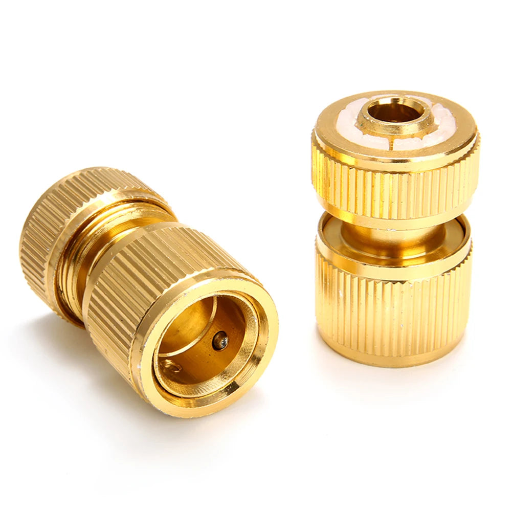 Brass-Coated Hose Adapter, 1/2" Quick Connect Swivel Connector Garden Hose Coupling Systems for Watering Irrigation