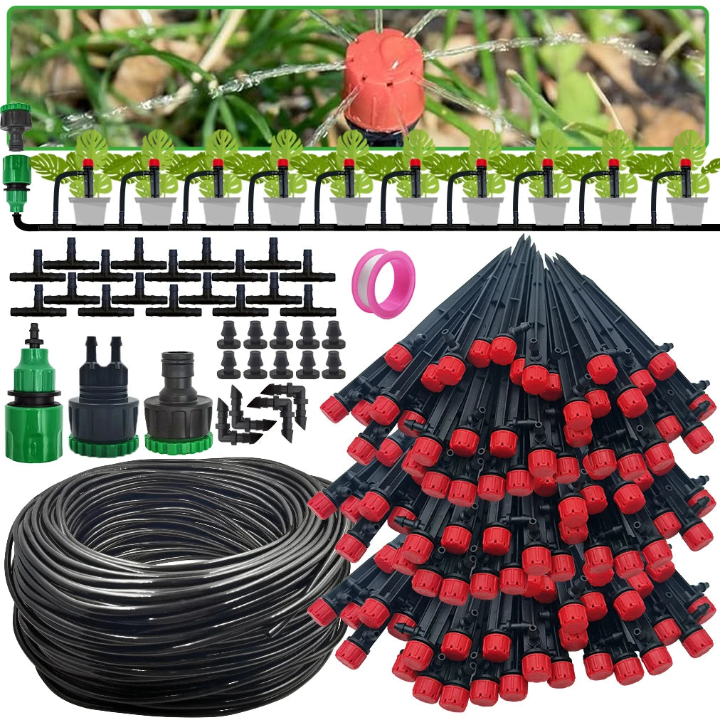 Garden Drip Irrigation Automatic Watering System Kit 1/4'' 13CM Sprinkler for Bonsai Pot Plant Flower Vegetable Greenhouse