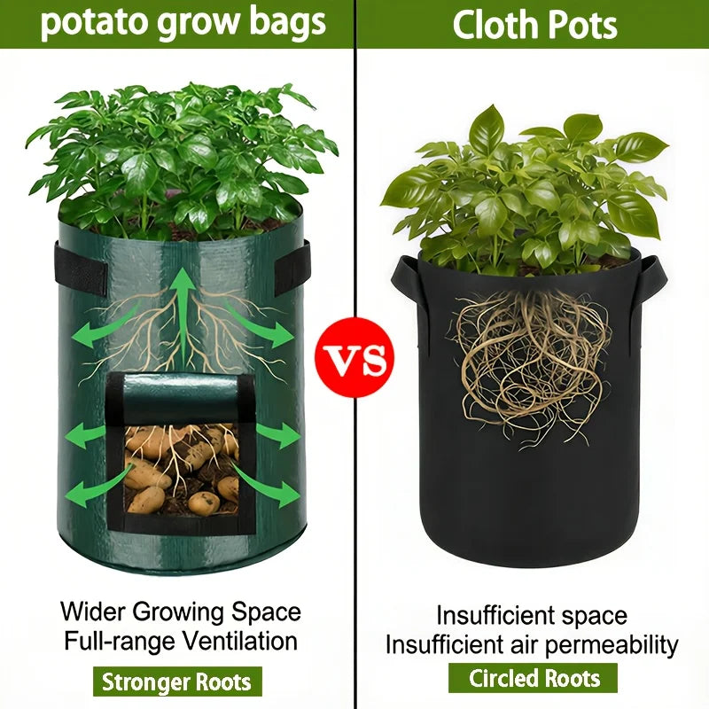 Fabric Grow Bags for Vegetables, 3, 7 or 10 Gallon, 2 or 5 Pack